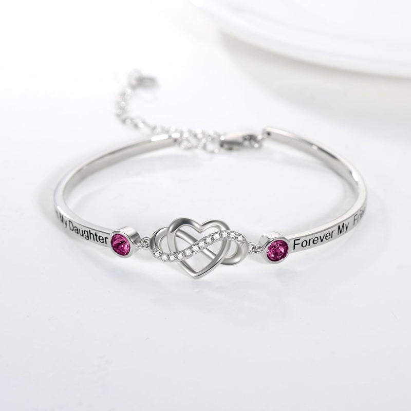 AOBOCO 925 Sterling Silver Adjustable Infinity Heart Bangle Bracelet for Sister Best Friend Daughter Mom Grandma Granddaughter Daughter in Law Godmother Goddaughter Stepmom Stepdaughter - Image 2